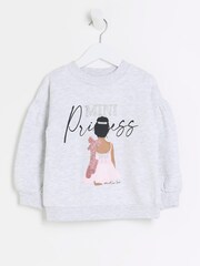 River Island Girls Grey Ballet Graphic Sweat Top - Image 1 of 3