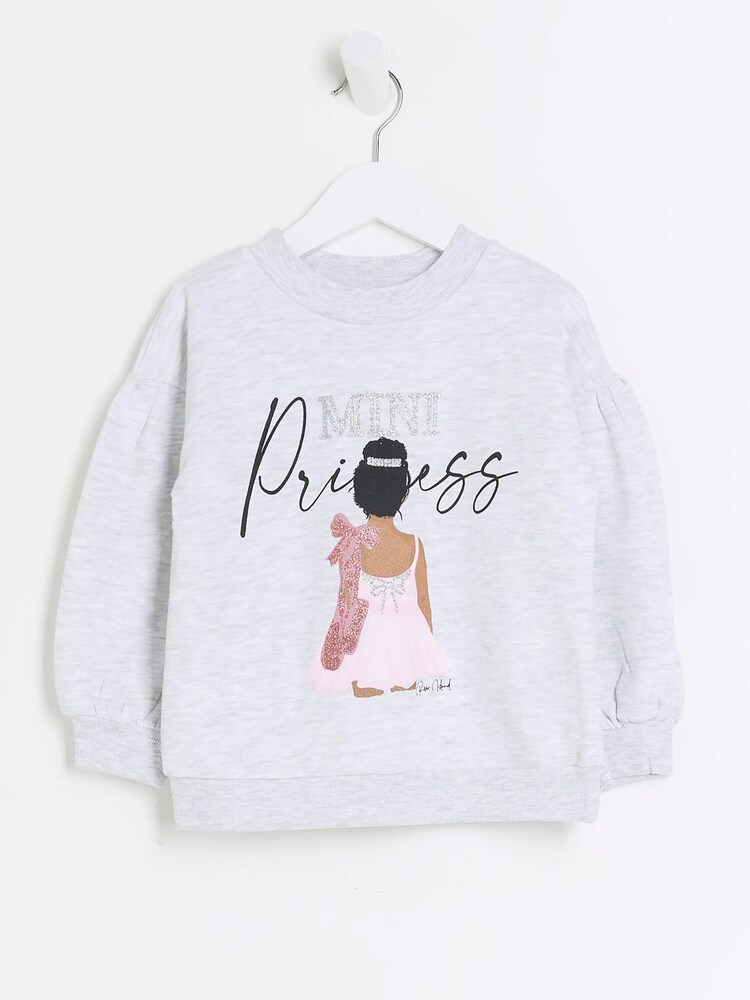 River Island Girls Grey Ballet Graphic Sweat Top - Image 1 of 3