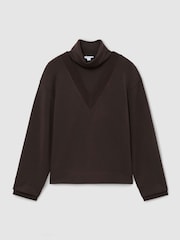 Reiss Dark Chocolate Brown Abigail Premium Interlock Double-Layer Sweatshirt - Image 2 of 7