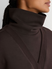 Reiss Dark Chocolate Brown Abigail Premium Interlock Double-Layer Sweatshirt - Image 3 of 7