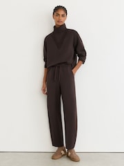 Reiss Dark Chocolate Brown Abigail Premium Interlock Double-Layer Sweatshirt - Image 4 of 7