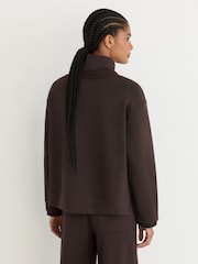 Reiss Dark Chocolate Brown Abigail Premium Interlock Double-Layer Sweatshirt - Image 5 of 7
