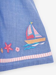 JoJo Maman Bébé Blue Sailboat Baby Dress with Knickers - Image 5 of 6