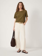 Hush Green Elva Cotton Lace Detail T-Shirt - Image 2 of 5