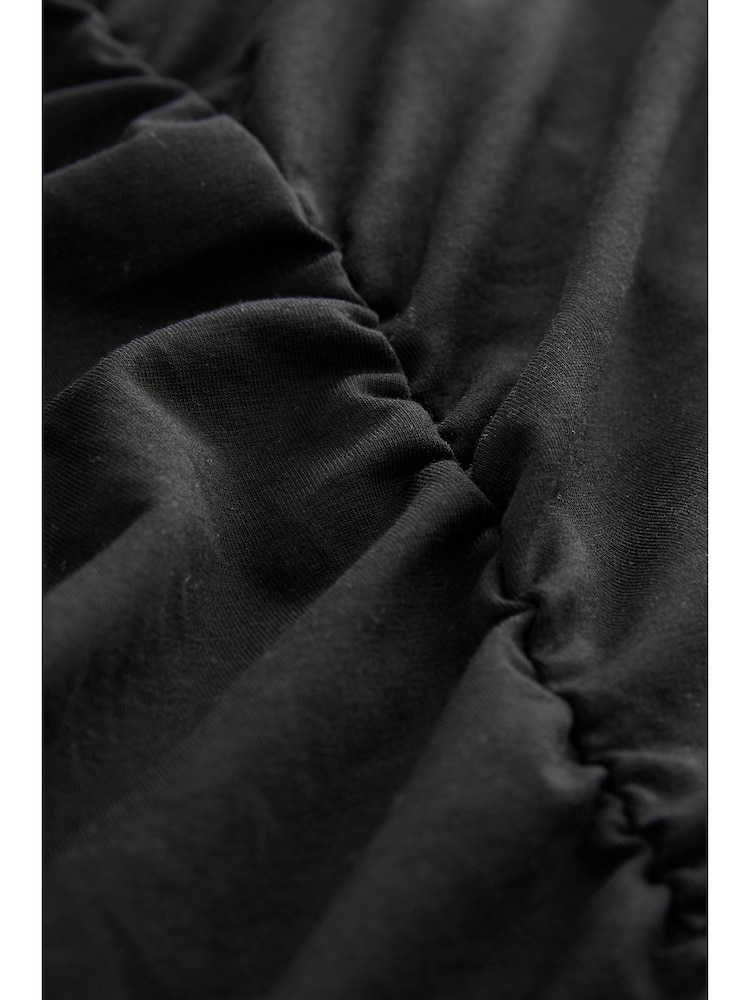 Black Ruched Cap Sleeve A-Line Maxi Dress - Image 6 of 6