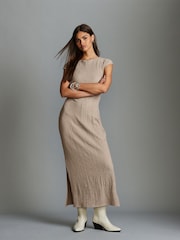 Stone Short Sleeve Textured Column Jersey Dress - Image 1 of 6
