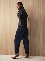 Reiss Dark Blue Levitt Barrel-Leg Jeans - Image 1 of 6