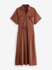 Rostbraun - Midi-Hemdkleid im Utility-Stil - Bild 5 von 6