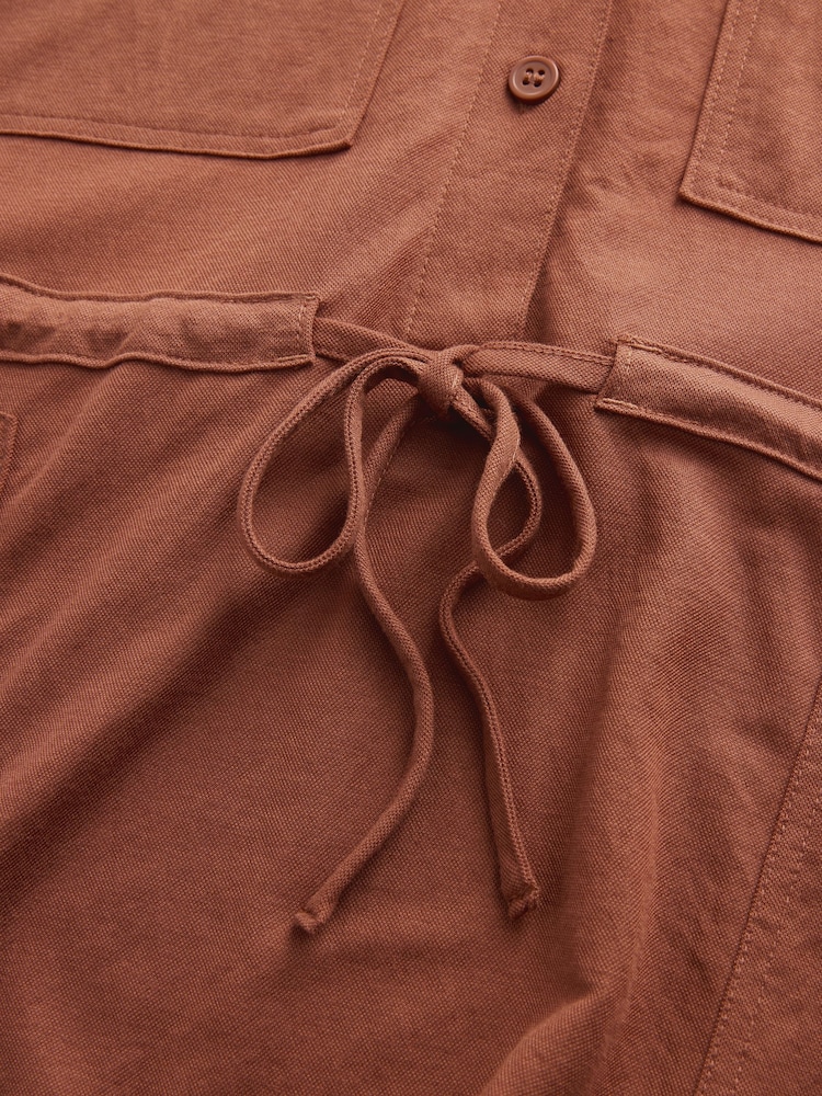 Rostbraun - Midi-Hemdkleid im Utility-Stil - Bild 6 von 6