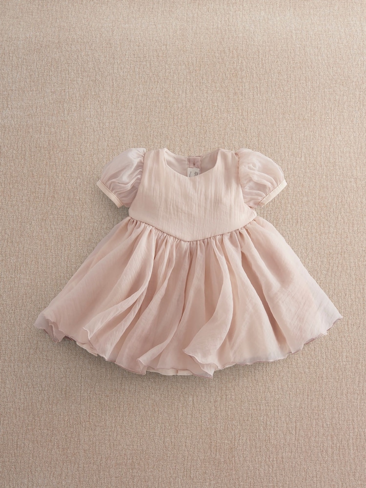Mamas & Papas Pink Bubble Sleeve Dress - Image 1 of 4 Mamas & Papas Pink Bubble Sleeve Dress - Image 1 of 4