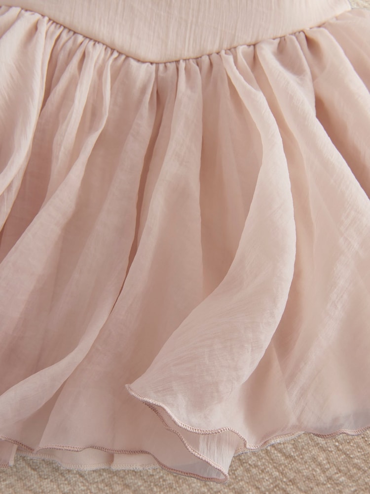 Mamas & Papas Pink Bubble Sleeve Dress - Image 2 of 4 Mamas & Papas Pink Bubble Sleeve Dress - Image 2 of 4