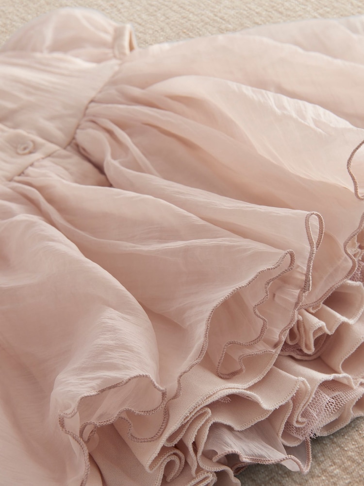 Mamas & Papas Pink Bubble Sleeve Dress - Image 4 of 4 Mamas & Papas Pink Bubble Sleeve Dress - Image 4 of 4