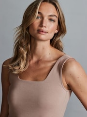 Stone 100% Cotton Square Neck Maxi Summer Jersey Dress - Image 3 of 5