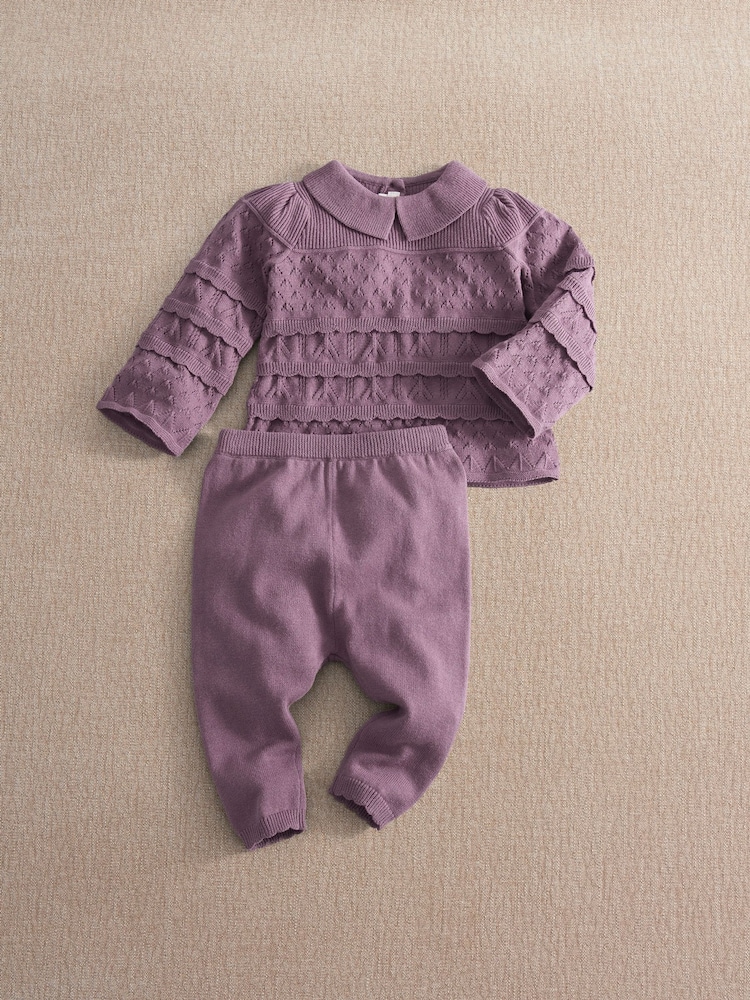 Mamas & Papas Pull en maille patchwork &work Ensemble leggings côtelés avec bordures festonnées - Image 1 de 3 Mamas & Papas Pull en maille patchwork &work Ensemble leggings côtelés avec bordures festonnées - Image 1 de 3