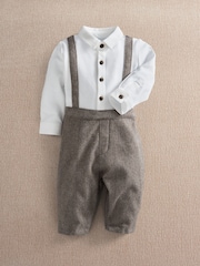Mamas & Papas Brown Houndstooth Mock Romper - Image 1 of 5