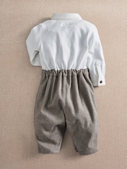 Mamas & Papas Brown Houndstooth Mock Romper - Image 2 of 5