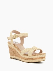 Natur Chrome - Dune London Kelisa Sandalen mit geflochtenem Obermaterial und hohem Keilabsatz - Bild 3 von 5