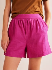 Boden Pink Pull-On Linen Shorts - Image 1 of 6