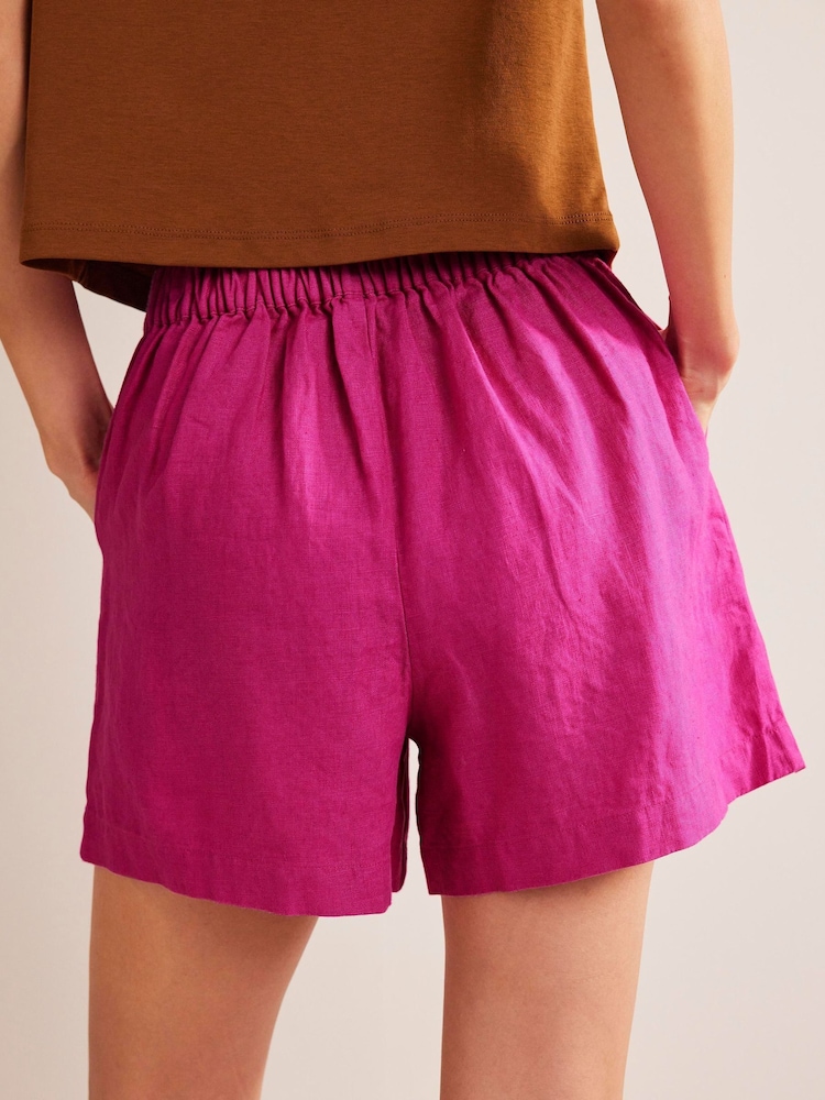 Boden Pink Pull-On Linen Shorts - Image 2 of 6