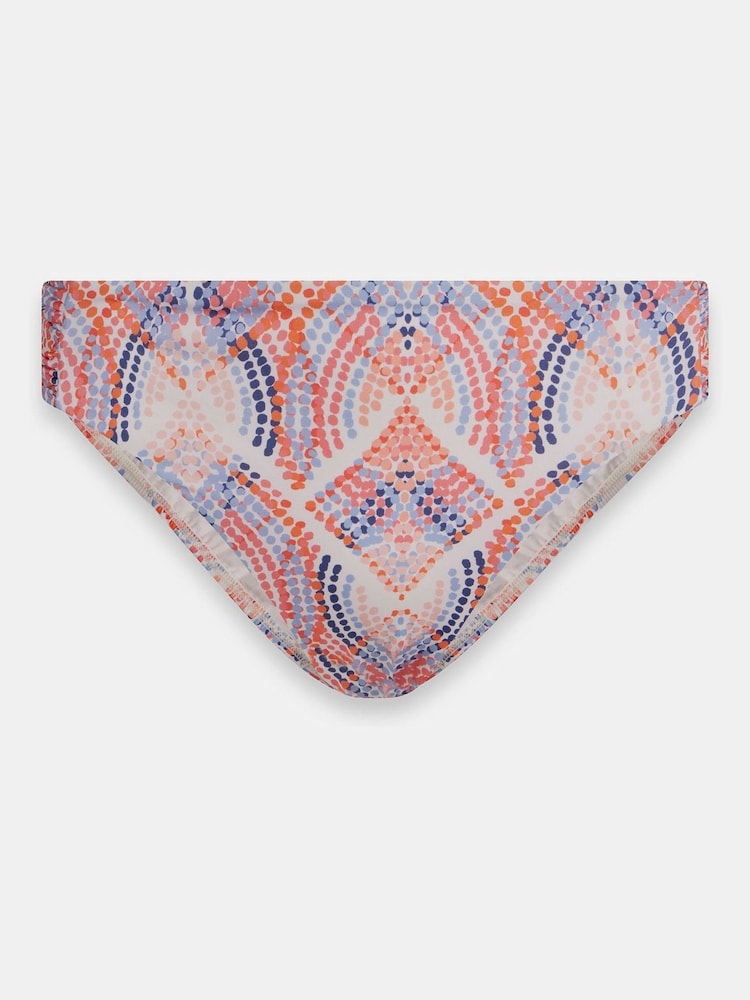 Mint Velvet Cream/Coral Pink Ruched Side Bikini Briefs - Image 1 of 5
