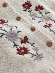 Mamas & Papas Cream Embroidered Flower Cardigan - Image 3 of 3