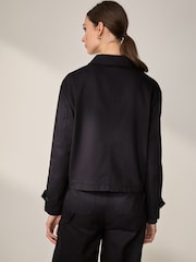 Navy Blue Premium Twill Boxy Jacket - Image 4 of 10