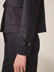 Navy Blue Premium Twill Boxy Jacket - Image 5 of 10
