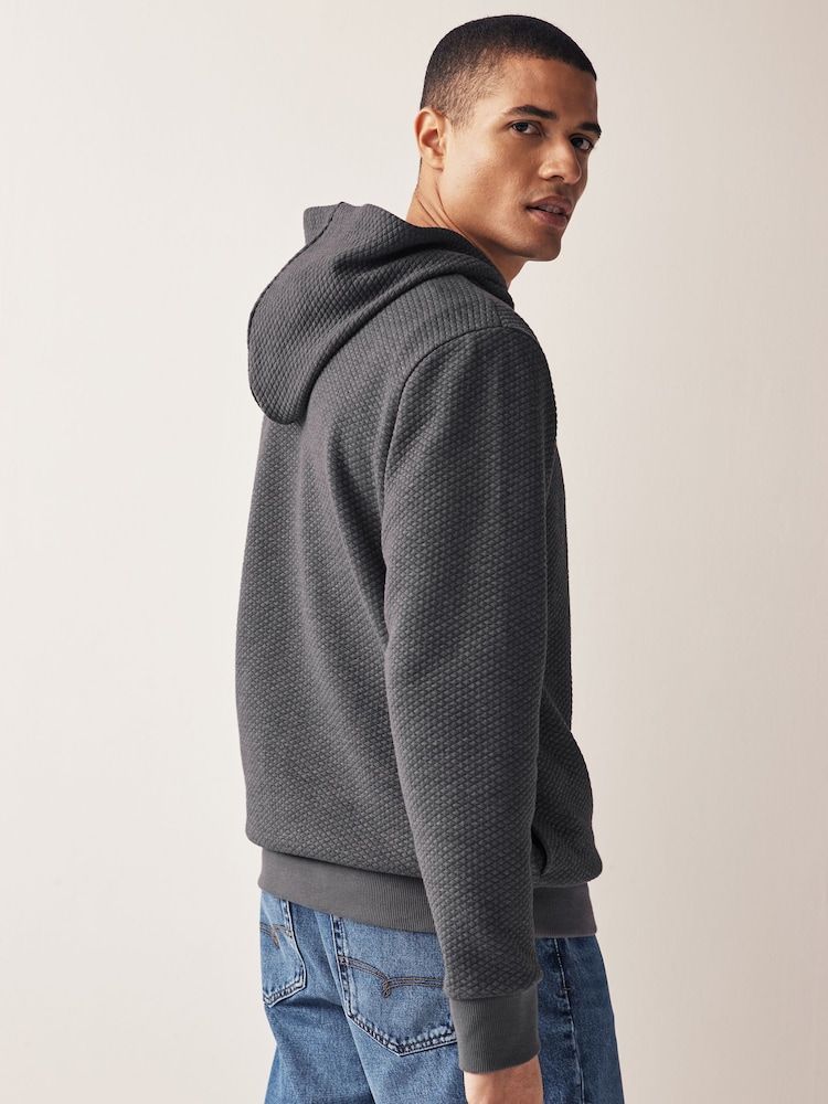 Slate Grey Hooded Premium Textured Overhead Hoodie - Image 3 of 8