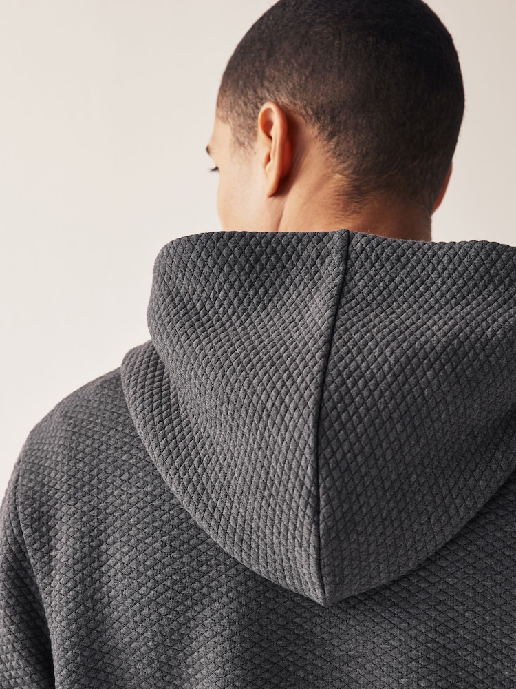 Slate Grey Hooded Premium Textured Overhead Hoodie - Image 5 of 8