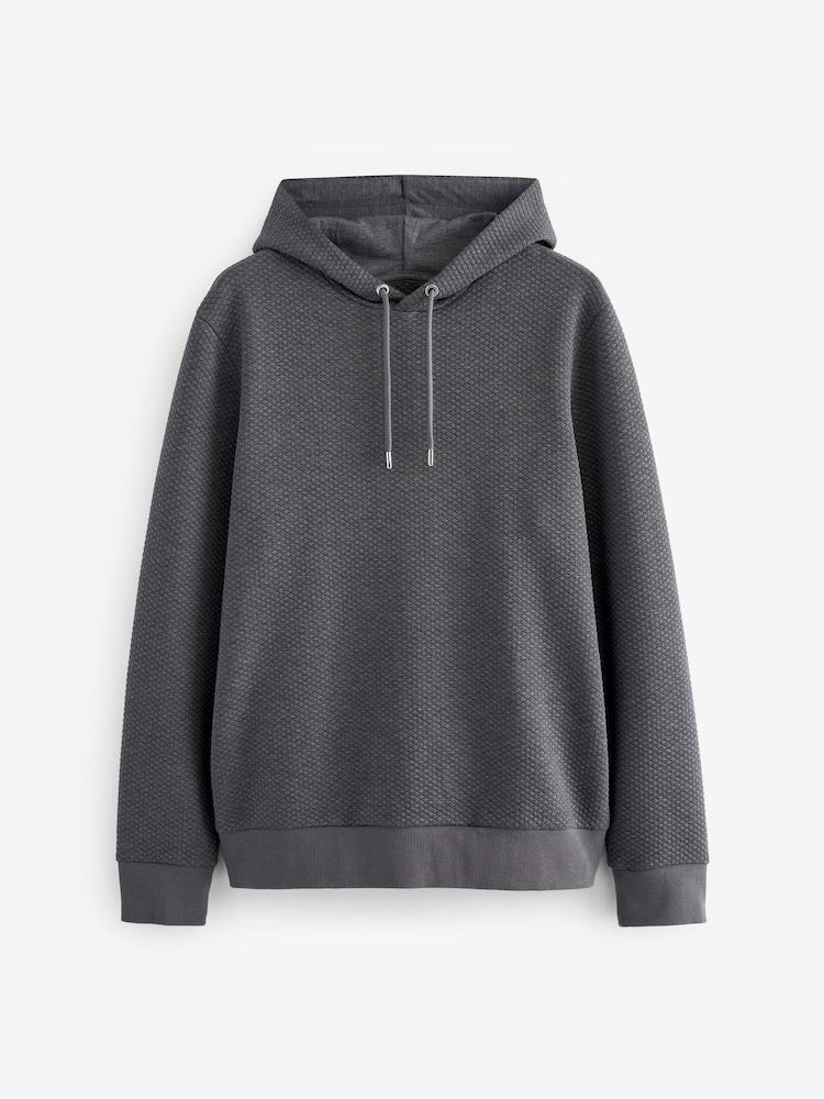Slate Grey Hooded Premium Textured Overhead Hoodie - Image 6 of 8