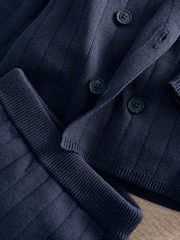 Mamas & Papas Blue Knitted Wrap Cardigan & Rib Trousers Set - Image 3 of 3