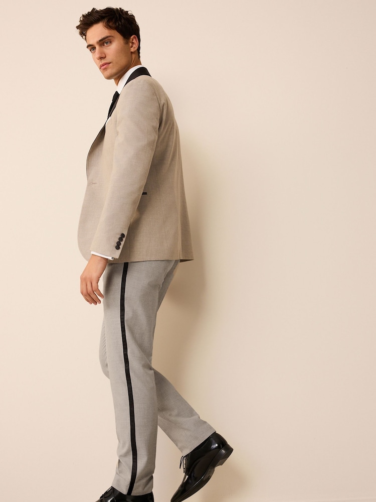 Stone Natural Slim Tuxedo Suit Trousers - Image 2 of 10 Stone Natural Slim Tuxedo Suit Trousers - Image 2 of 10
