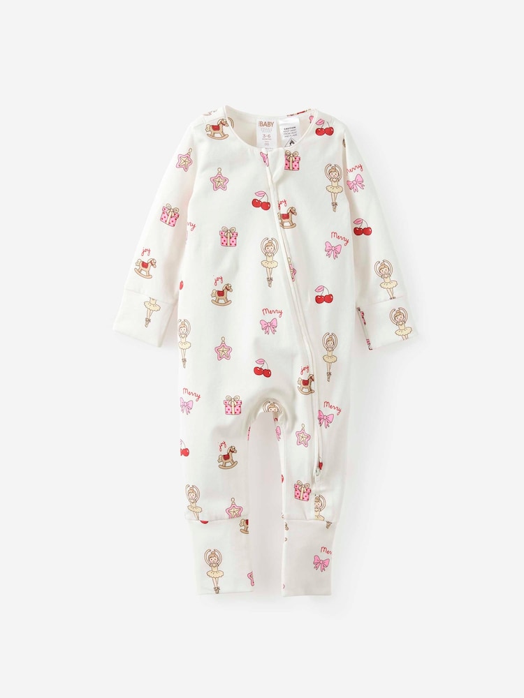 Cotton On White Ballerina Growie Long Sleeve Zip Christmas Romper - Image 1 of 3 Cotton On White Ballerina Growie Long Sleeve Zip Christmas Romper - Image 1 of 3