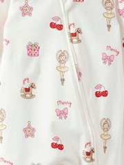 Cotton On White Ballerina Growie Long Sleeve Zip Christmas Romper - Image 2 of 3