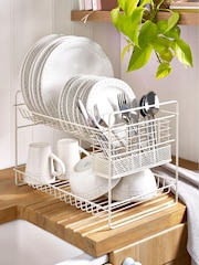 Cream 2 Tier Dish Drainer and Cutlery Holder - Image 2 of 3