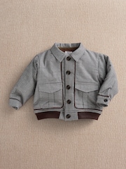 Mamas & Papas Grey Houndstooth Bomber Jacket - Image 1 of 3