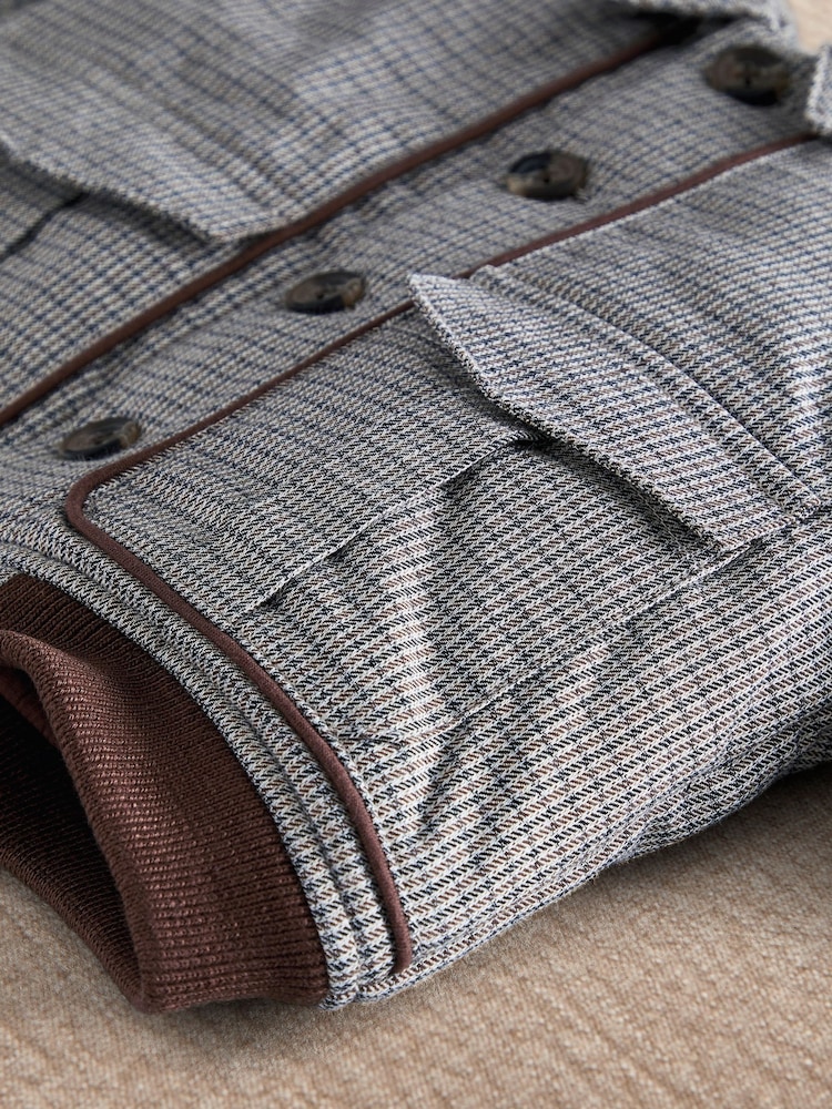 Mamas & Papas Grey Houndstooth Bomber Jacket - Image 2 of 3 Mamas & Papas Grey Houndstooth Bomber Jacket - Image 2 of 3