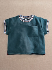 Mamas & Papas Green Rib Collar T-Shirt - Image 1 of 3