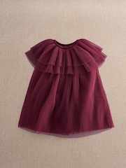 Mamas & Papas Red Pleated Cape Dress - Image 1 of 4