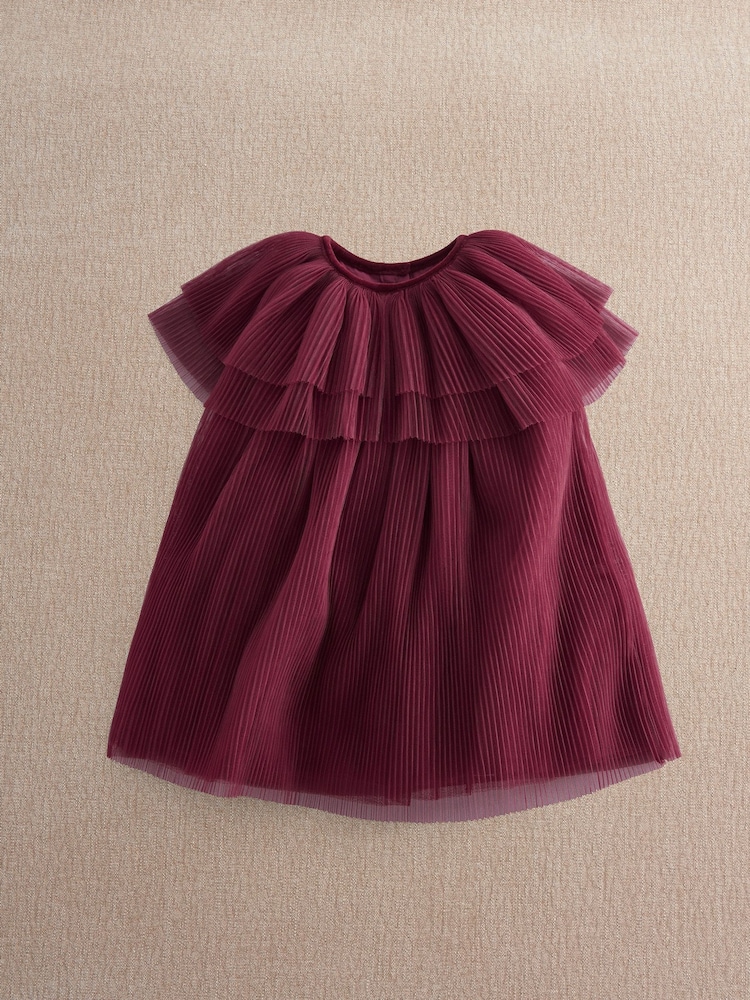 Mamas & Papas Red Pleated Cape Dress - Image 1 of 4 Mamas & Papas Red Pleated Cape Dress - Image 1 of 4