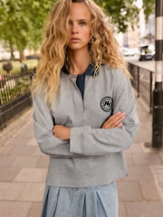 Grey Button Down Rugby 100% Cotton Polo Shirt - Image 3 of 9