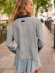 Grey Button Down Rugby 100% Cotton Polo Shirt - Image 4 of 9