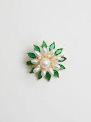Jon Richards Gold Pearl Floral Brooch Gift Boxed - Image 1 of 3