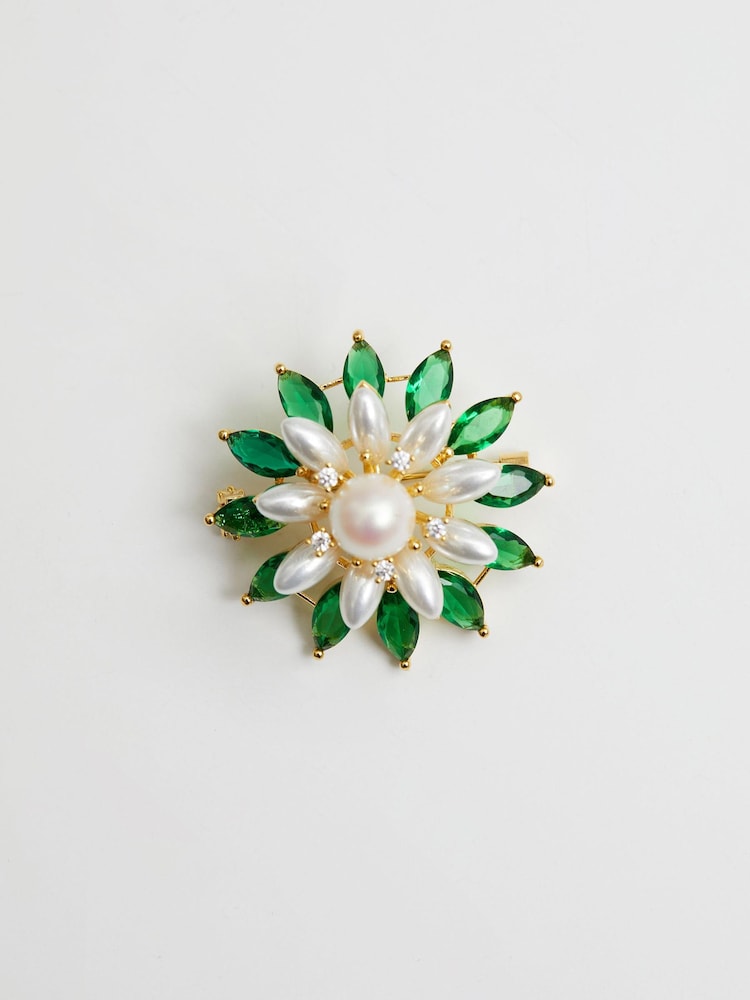 Jon Richards Gold Pearl Floral Brooch Gift Boxed - Image 1 of 3