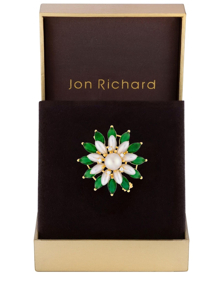 Jon Richards Gold Pearl Floral Brooch Gift Boxed - Image 3 of 3