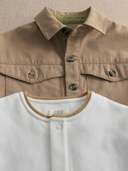 Mamas & Papas Brown Twill Jacket & Collar T-Shirt - Image 2 of 3