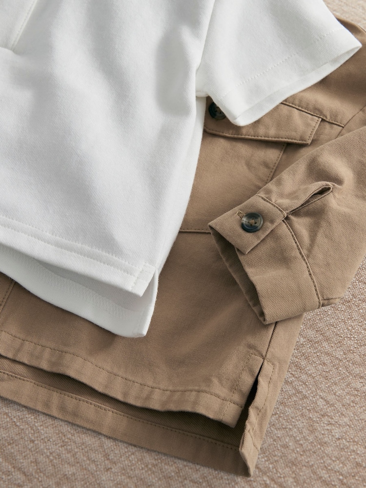 Mamas & Papas Brown Twill Jacket & Collar T-Shirt - Image 3 of 3 Mamas & Papas Brown Twill Jacket & Collar T-Shirt - Image 3 of 3