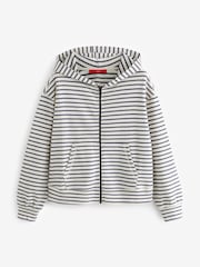 Navy & Ecru Stripe Lightweight Summer Zip Through Hoodie - Image 4 of 5