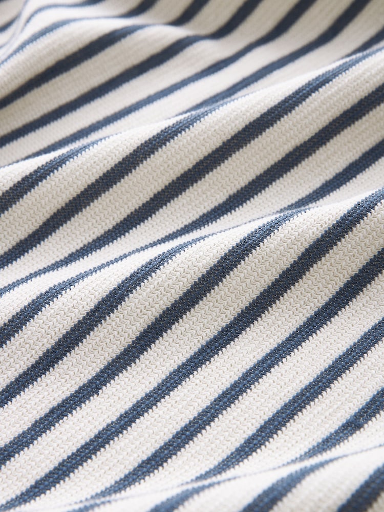 Navy & Ecru Stripe Lightweight Summer Zip Through Hoodie - Image 5 of 5