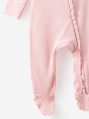 Cotton On Pink Littlie Long Sleeve Zip Sleepsuit - Image 3 of 3